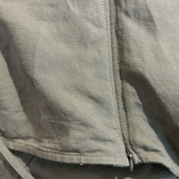 ABERCROMBRIE & FITCH Sz 4 Jumpsuit Linen Blend Wide Leg Cropped Zipper Lace Up - Picture 8 of 13